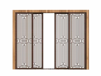 Modern new Chinese style wooden sliding door 3d model