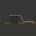 Modern Bus Stop Platform with Shelter Bench Information Sign and Yellow Safety Lines