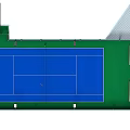 Roof Top Tennis Court Featuring Blue Playing Surface Fence And Lighting Poles For Outdoor Fitness