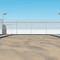 Beach Volleyball Court With Sand Surface Net Lighting Poles And Benches
