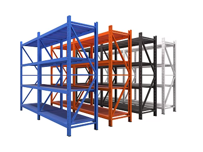 Colorful Multi Layer Metal Display Shelves For Storage And Retail Use 3d model