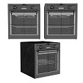 Three Modern Black Kitchen Ovens As Stylish Standing Kitchen Appliances 3d model