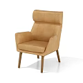 Modern Tan Leather Dining Chair With Wooden Frame And Comfortable Armrest Design