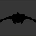 3D Human Character In Black Outfit Standing With Arms Outstretched On Gray Background
