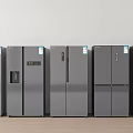 Gray Refrigerators and Freezers with Multiple Styles Arranged in a Row 3d model