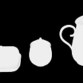 White Floral Carved Dinnerware Set with Sugar Bowl Creamer and Butter Dish