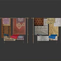 Bamboo Fabric Stalls With Hanging Colorful Fabrics And Small Tables Below