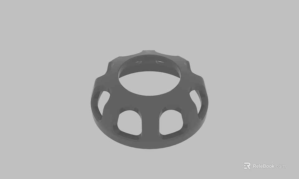 Gray Circular Mechanical Part With Hollow Design And Multiple Holes Structure 3d model 