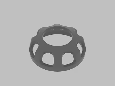 Gray Circular Mechanical Part With Hollow Design And Multiple Holes Structure 3d model