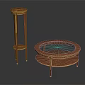 Elegant Wooden Plant Stand With Round Tabletop And Gold Accent Design Details