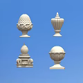 White Decorative Architectural Components With Various Ornate Patterns And Styles 3d model