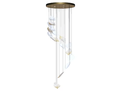 Modern Chandelier With Hanging Glass Elements And Metal Circular Ceiling Frame 3d model