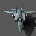Gray Military Fighter Jet 3D Model With Number 77 And Red Star Markings