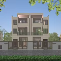 Modern Duplex Villa Exterior Design With Two Story Structure And Surrounding Greenery