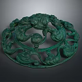 Green Bronze Circular Decorative Ornament Set With Intricate Openwork Patterns 3d model