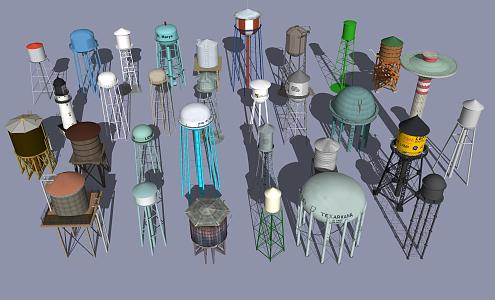 Industrial LOFT water tower water tower water cabinet water tank high tower 3d model