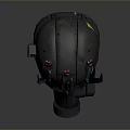 Futuristic Sci Fi Helmet With Spiked Protrusions Orange Eyes And Mechanical Design