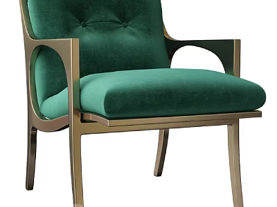 Elegant Green Velvet Sofa Stool With Brass Frame Armrests And Modern Design 3d model
