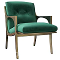 Elegant Green Velvet Sofa Stool With Brass Frame Armrests And Modern Design