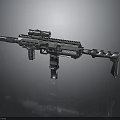 Modern Tactical Assault Rifle with Optical Sight Grip and Muzzle Device Features