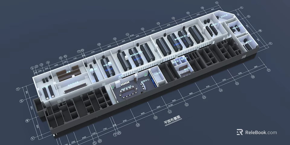 Birds Eye View of Architectural Construction Drawing with Layout Details and Dimensions 3d model 