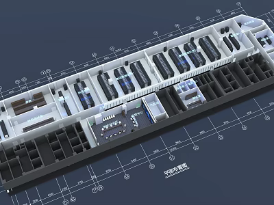 Birds Eye View of Architectural Construction Drawing with Layout Details and Dimensions 3d model