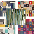 Various Square Rugs With Colorful Geometric Patterns And Modern Design Elements 3d model
