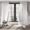 Elegant White Sheer Curtains In Modern Living Room With Window And Natural Light