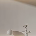 Minimalist Sofa Background Wall With White Sphere And Potted Plant
