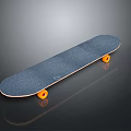 Blue Skateboard With Textured Deck And Orange Wheels On Dark Background