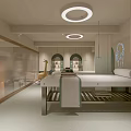 Modern Spa Room Interior With Massage Bed Round Lights Arch Windows And Giraffe Decor