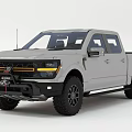Gray Ford Off Road Pickup Truck With Black Bumper And Yellow Accent Lights