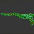 Unique Red and Blue Gun Weapon with Artistic 3D Rendered Design and Streamlined Shape