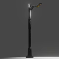 Contemporary Urban Street Light Facility With Sleek Metal Pole And Illuminating Lamp Head