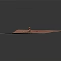 Cartoon Mars Surface Scene With Monument Valley Style Building And Pink Brown Sandy Terrain