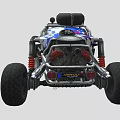 Sporty Off Road Buggy Featuring Colorful Checkered Pattern Large Tires and Roof Spotlights