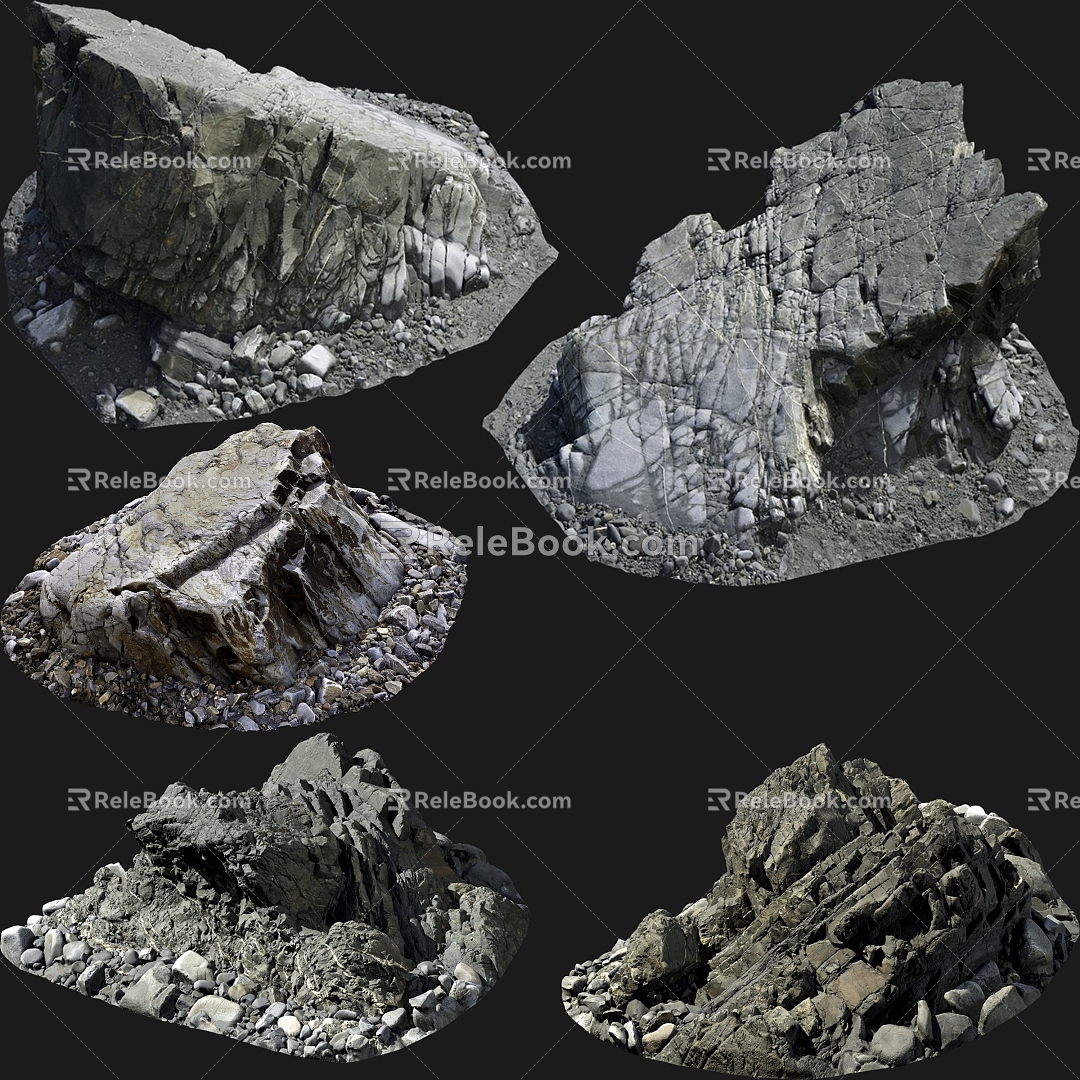 modern stone beach stone river bank stone lake side stone 3d model