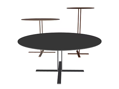 Modern Minimalist Round Coffee Tables With Three Different Heights And Metal Frame Design 3d model