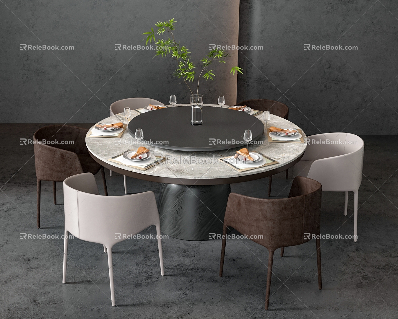 Round Dining Table and Chair model