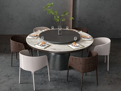 Round Dining Table and Chair model