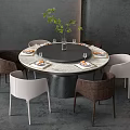Round Dining Table and Chair 3d model