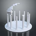 Elegant Classical White Columns Arranged On Circular Base With Stepped Top Structure