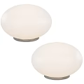 Two White Table Lamps With Round Lampshade And Metal Base 3d model
