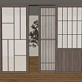 Modern Japanese Sliding Doors With Wooden Frame And Glass Grilles For Interior Design