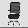 Modern Office Chair Featuring Black Mesh Backrest Black Seat Silver Armrests And Wheeled Base