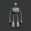 White Silver Robot Game Movie Character With Blue Eyes Mechanical Design