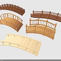 Wooden Landscape Bridges With Various Curved Designs And Decorative Railings For Gardens