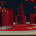 Jiuting 9th Anniversary Stage Event With Red Heart Decorations And Square Structures