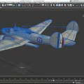Vintage Fighter Aircraft with Propeller and Round Badges on Wings Gray Body and Classic Design
