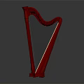 Elegant Red Harp Musical Instrument With Classic Design And Wooden Frame